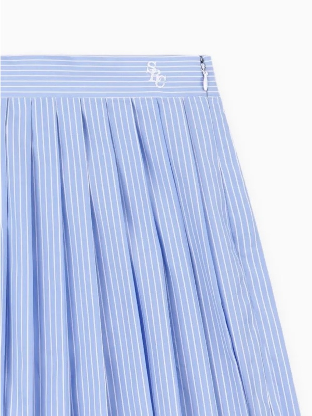 NWT Sporty & Rich Anae Pleated Mini Skirt Blue Stripe M - Picture 6 of 12